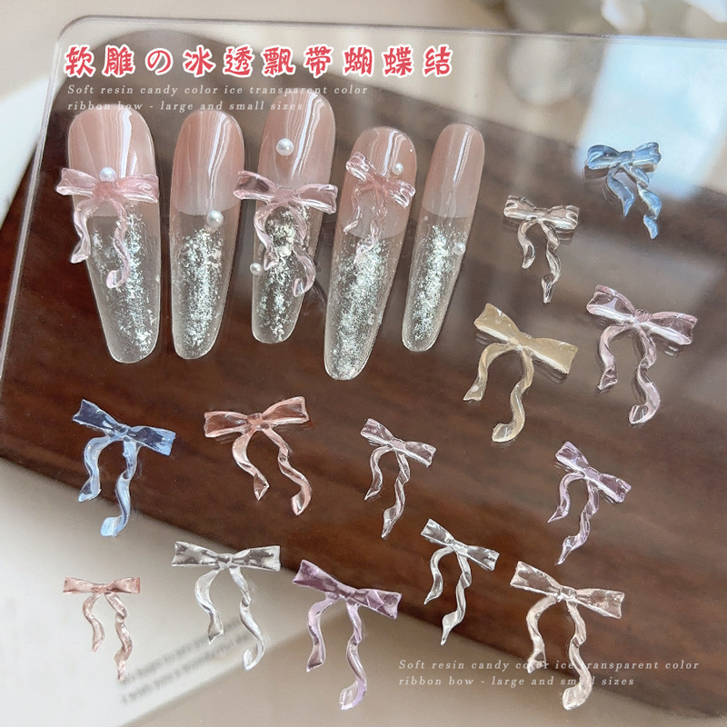 Nail Art Ice Blue - 30PCS Fee Eis Transparent Rosa Blau