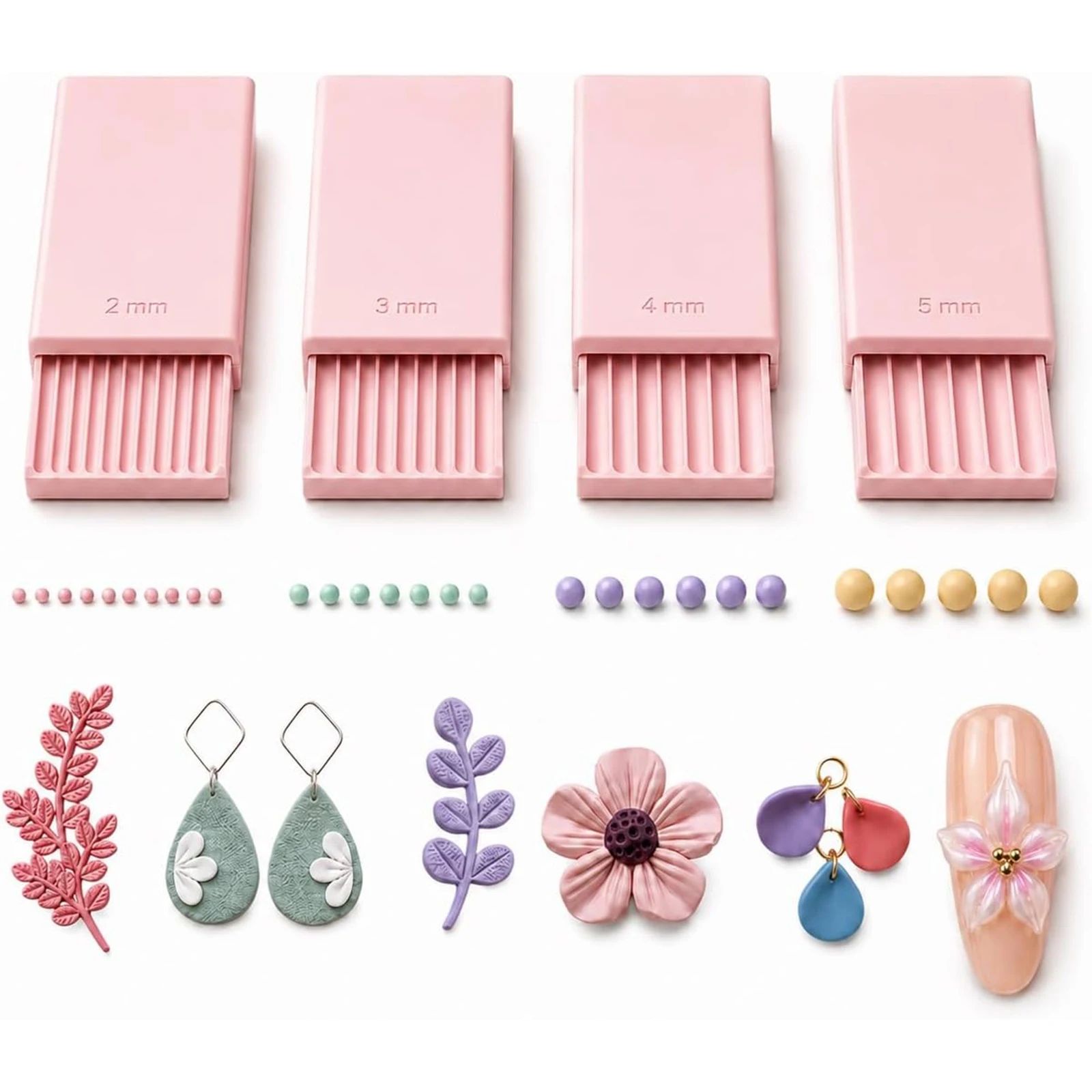 Nail Art Gel - 4-teiliges 3D-Druck-Ton-Gel-Ball-Maker-Werkzeug, Nagelkunst-Perlenroller für 3D-Gel-Blumen |