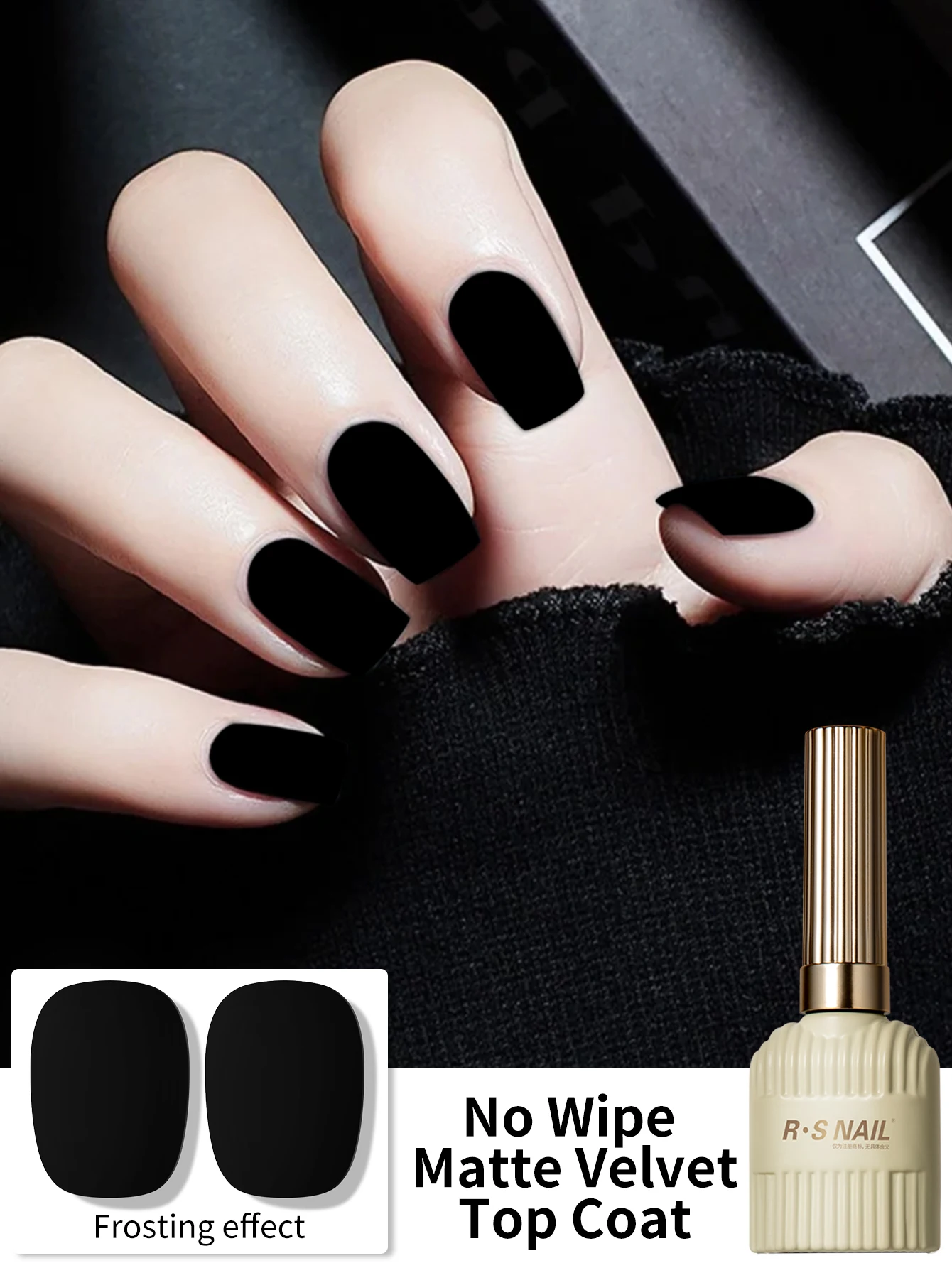 Gel Top Coat - RSNAIL 12 g samtmatter Decklack, UV-Gel-Nagellack,