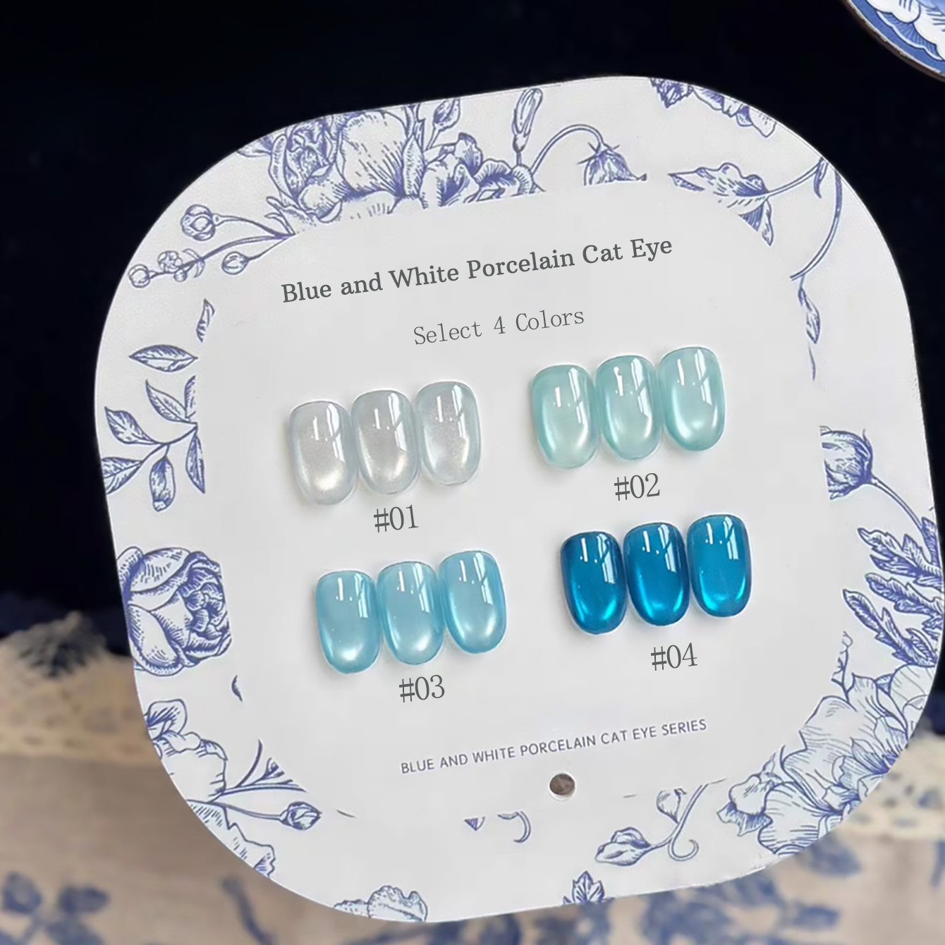 Nail Art Ice Blue - 1 Stück TC Blau-Weiß-Porzellan-Serie Katzenaugen-Gel-Nagellack Eistransparenter