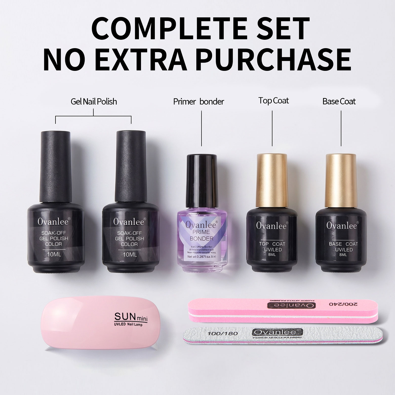 Gel Top Coat - Gel-Nagellack-Set mit UV-Nagellampe, elektrischem Nagelbohrer, Soak-Off-Gel-Nagelset,