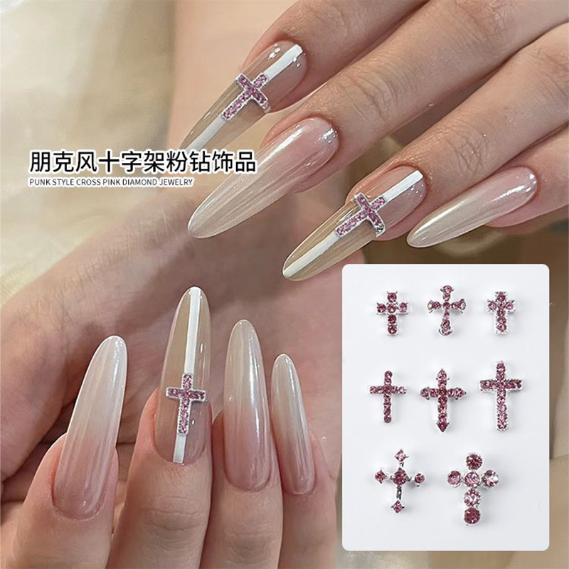 Nail Art Lotso - 10PCS Punk Sparkle Rosa Diamanten Intarsien