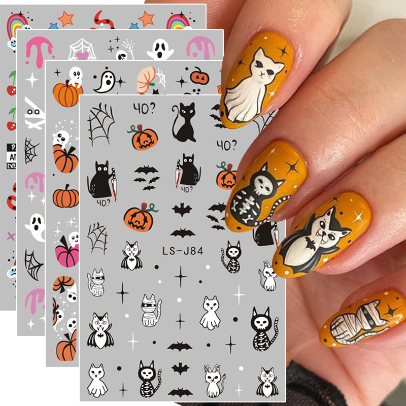 Nail Art Vampire - 4 Stück Halloween Gothic 3D Nagelkunst-Aufkleber