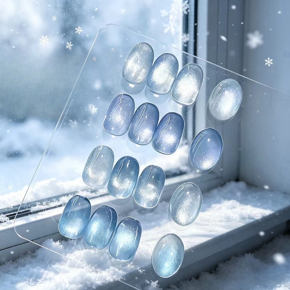 Nail Art Ice Blue - Geschenk-Magnetstift + Pinsel, Glacier Blue Crystal