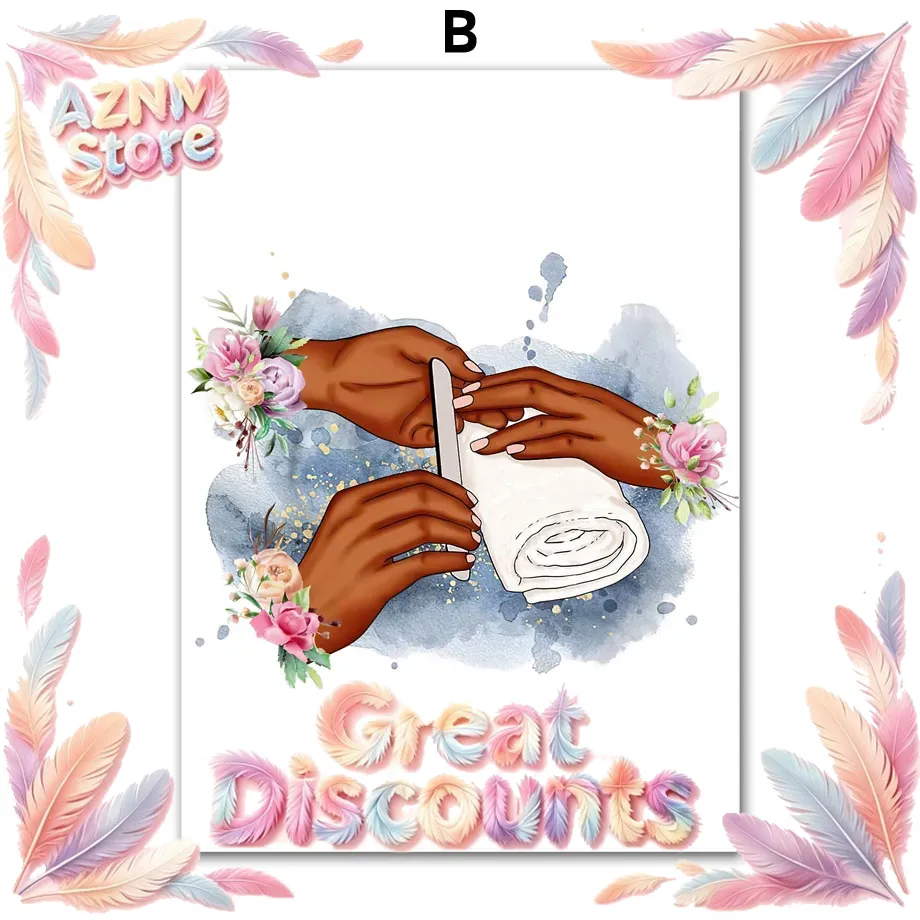 Nail Art Design - Wandkunst Leinwandgemälde Blumen Mode Mädchen Niedliche