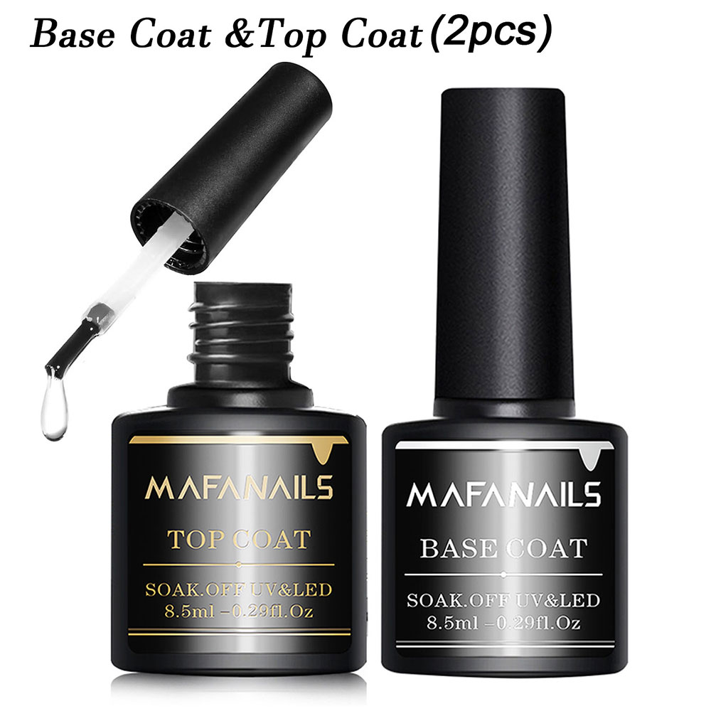 Gel Top Coat - 2er-Set Klarer Gel-Überlack & Unterlack, Kein