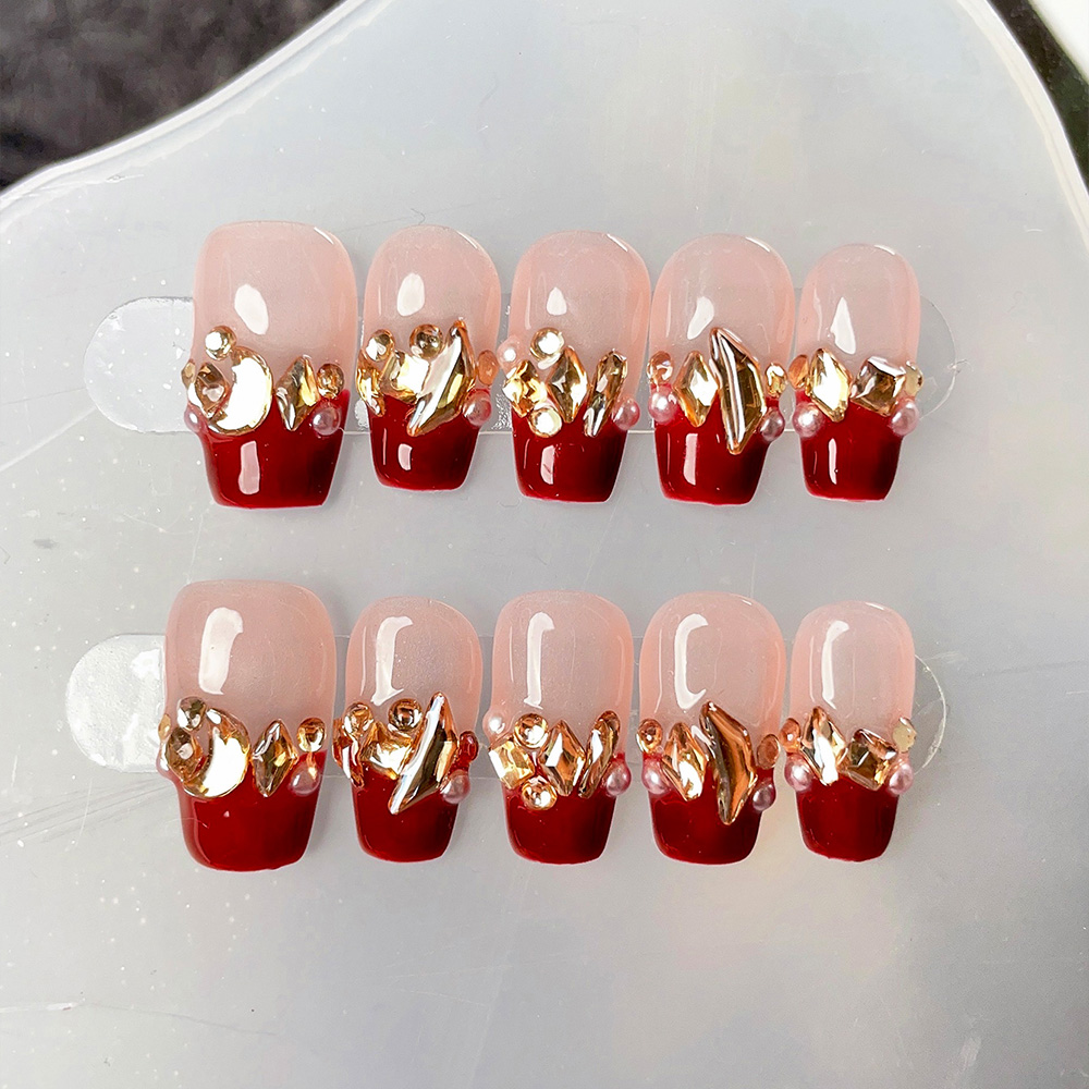 10 Stück kurze, trapezförmige, – Nail Art Red Wine Bewertung und Preis