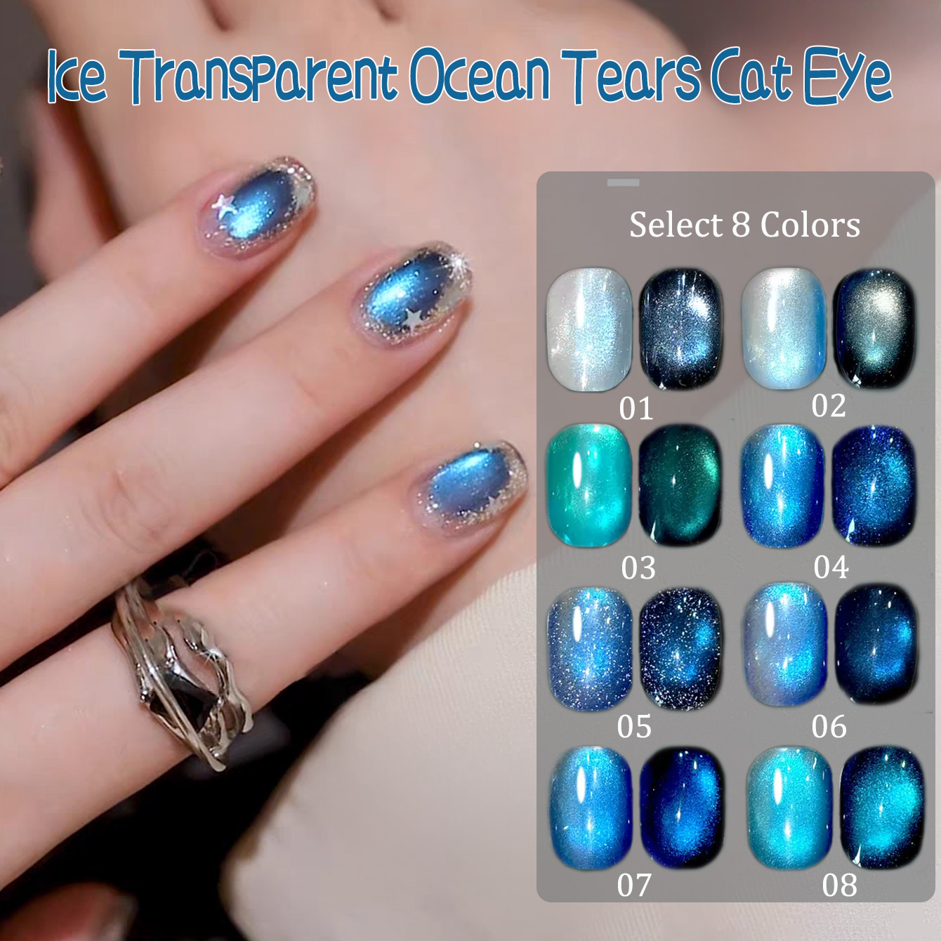 SHAKA 1-8 Stück Sommer-Bestsel – Nail Art Ice Blue Bewertung und Preis